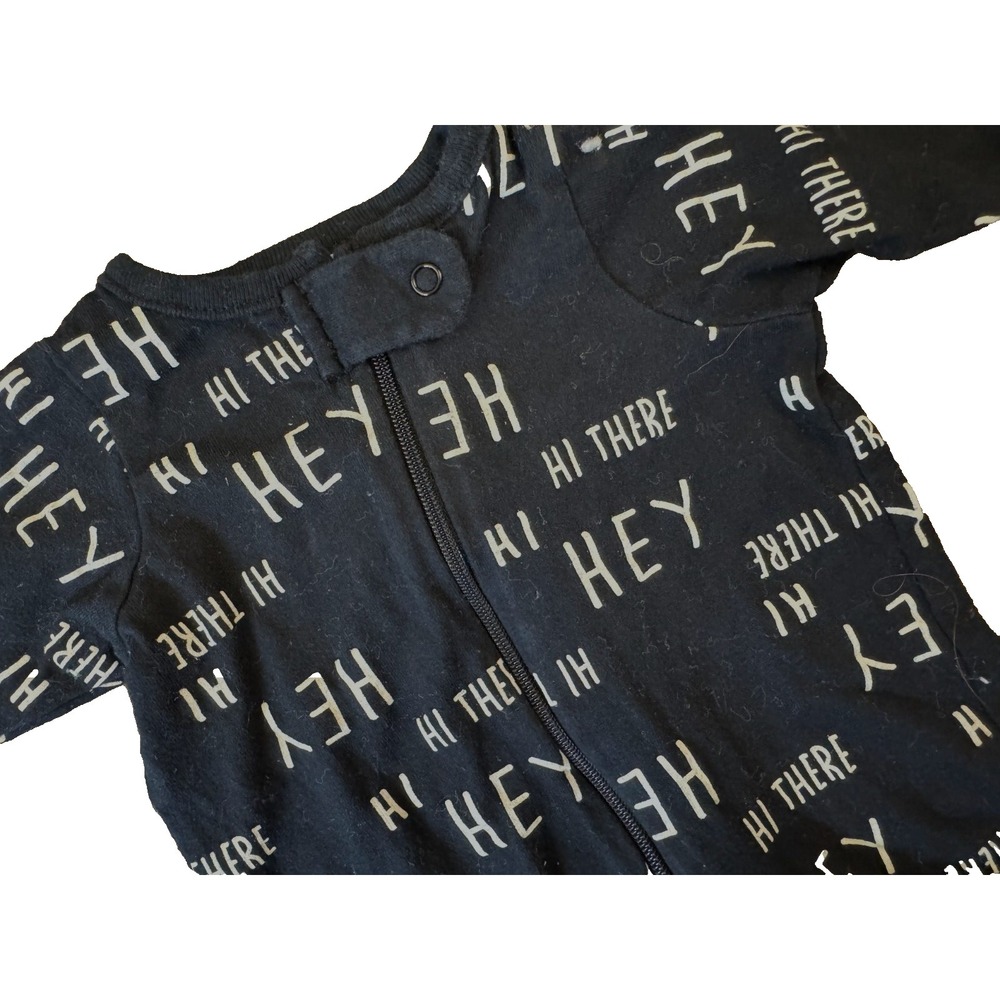 Preemie Baby Boy Girl Sleeper Outfit Romper Zipper Black Hey Hi There Reborn